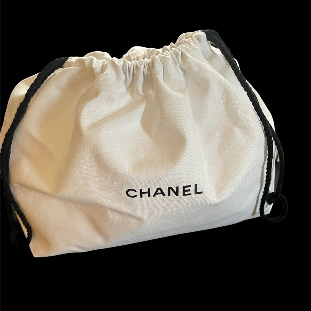 Chanel Drawstring Pouch Bag‎ White & Black 100% Cotton